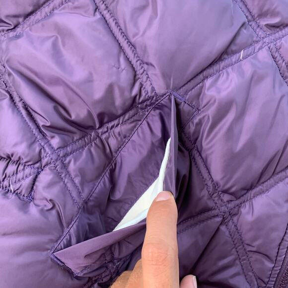 Vintage Eddie Bauer Puffer Vest Women’s Large Purple 100% Nylon Goose Down Fill - Picture 5 of 10